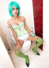 Ladyboy Creamy - Green Hair and Bred for Pleasure